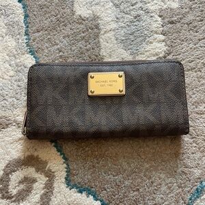 Michael Kors Black Continental Wallet with Gold Hardware